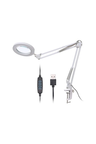 Hpy Pazar 33 Cm Çift Kollu Usb Kontrollü Aydınlatmalı Büyüteç 64 Led, 8x