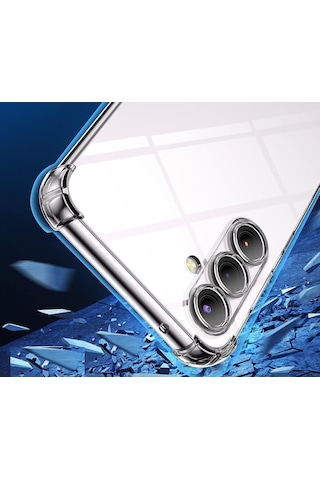 Galaxy S23 Fe Şeffaf Silikon Kılıf Antishock Köşeli Kamera Koruma