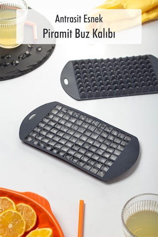 Antrasit Piramit Buz Kalıbı 13 24 2 Cm