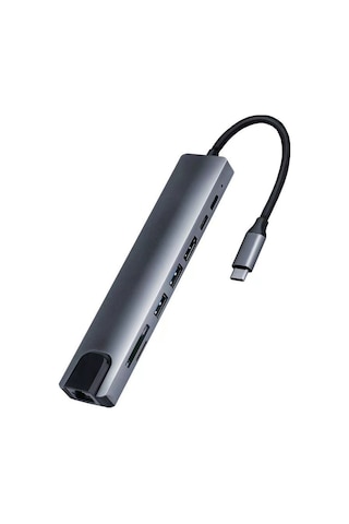 8 In 1 Type-c To Hdtv Çok Portlu Hub 4k Hdmı Pd Rj45 Usb 3.0 Sd Tf Çevirici Adaptör
