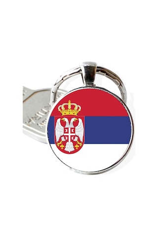 Tamgacrafts Sırbistan Serbia Bayrağı Metal Anahtarlık Ülke Temalı Hediyelik Çok Renkli