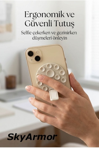Standlı Silikon Vantuzlu Telefon Sabitleyici Ve Masa Üstü Tutucu Sky161 Beyaz