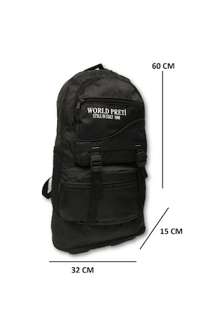 Büyük Sırt Çantası Kamp Çantası Yolcu Çantası 60x32x15 Cm Ebat Siyah