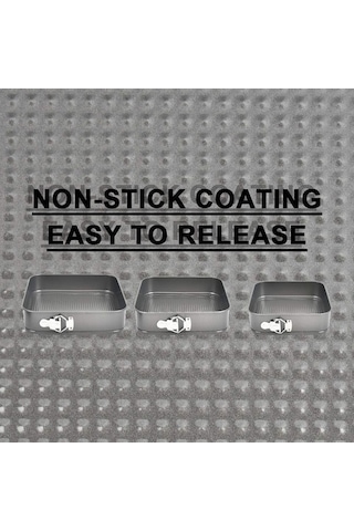 Bloomnest Kelepçeli Kek Kalıbı 24/26/28 Cm, Kare Fırın Kalıbı, Streç Kılıflı, Yapışmaz Karbon Çelik Diğer