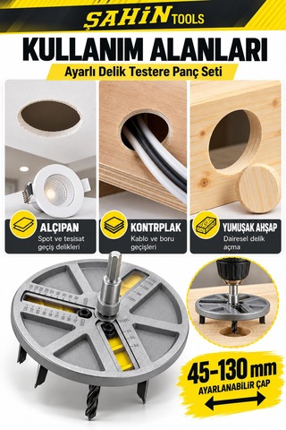 Ayarlı Delik Testere Panç Seti 45 130 Mm