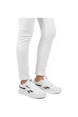 Beyaz Siyah Bağcıklı Hafif Cilt Erkek Spor Ayakkabı Marlow M Beyaz - Siyah