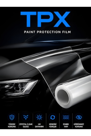 Tpx 7.5 Mil Şeffaf Ppf Kaplama Film Poliüretan Crystal Clear Gloss Boya Koruma Filmi 152 Cm X 2 Metre