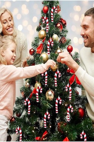 6'lı Yılbaşı Ağaç Süsü Baston Kırmızı Şeker Kamışı Ağaç Süsü Yeni