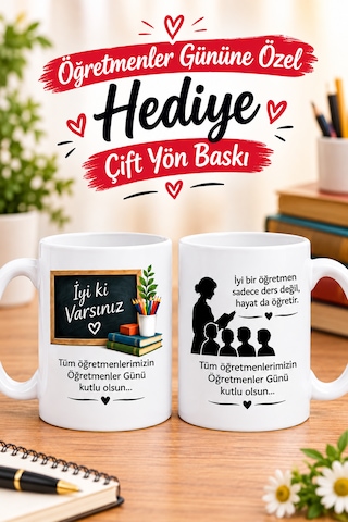 24 Kasım Öğretmenler Günü İçin Anlamlı Kupa Hediyesi Öğretmen İçin Bardak Hediye Beyaz