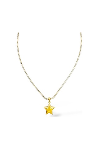 Su Yolu Bombe Yıldız Çelik Kolye Altın - Gümüş