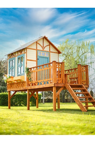 Mandu Ahşap Yerden Yüksek Ağaç Oyun Evi Çok Renkli