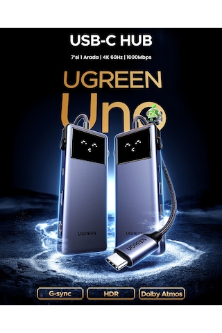 Ugreen 7-in-1 Type-c Giriş 1xusb-c 100w Pd, 1x4k/60hz Hdmı, 1xusb-a 3.0, Rj45, Sd, Tf Port Çoklayıcı Hub, 45155