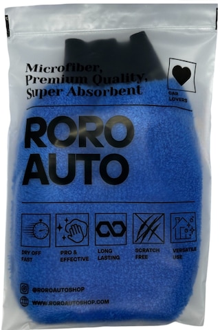 Roro Auto Vezüv Premium Mikrofiber Araç Yıkama Ve Cila Eldiveni Mavi
