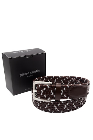 Pierre Cardin Premium Örgü Deri Kemer En 3,5 Cm Pc-1713 Kahverengi - Gri