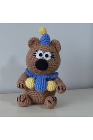 Amigurumi Örgü Oyuncak Ayı Palyaço 24 Cm