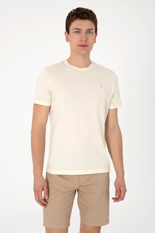 U.S. Polo Assn. Erkek Regular Fit Bisiklet Yaka Krem Tişört 50306913-VR071