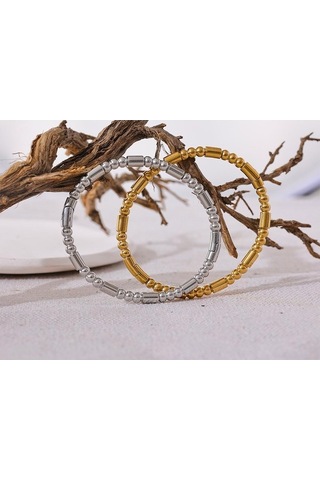 Novahub Gümüş Boncuk Bilezik, Su Geçirmez, 57mm Paslanmaz Çelik, Kadın Bileklik, Yeni Gümüş Model, Yüksek Kalite/ Gümüş