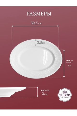 Tudor England Joyce 30,5x22,7cm Oval Tabağı 252195675 Beyaz