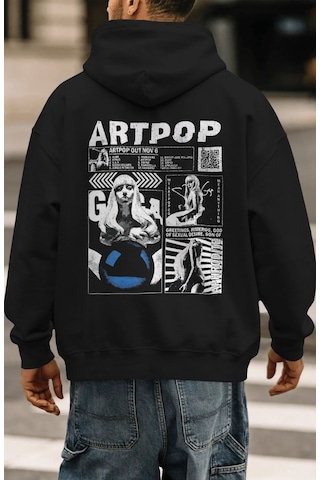 Sevbano Artpop Lady Gaga Şarkıcı Sırt Baskılı Unisex Oversize Premium Hoo Siyah