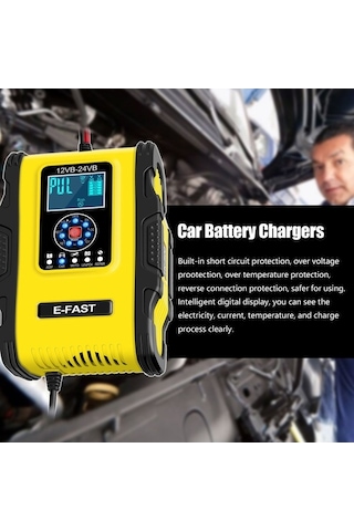 Ebitda Akıllı 12v/24v Şarj Cihazı - Otomatik Pil Bakım Aleti Araba, Motosiklet, Tekne 112 Karakter