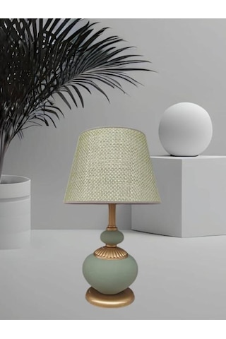 Athyra Abajur Yeşil Yeşil Hasır Şapkalı Haki