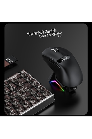 A7 Üç Mod Kablosuz Fare Hafif Paw3311 Oyun Bt Ekran Fare Rgb Şarj Standı Fare İle Diğer