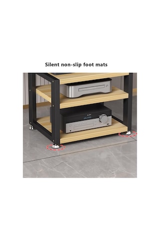 3 Kademeli Masaüstü Raf Av Medya Standı, Hifi Stereo Kulaklık Amplifikatörü Ve Cd Çalar İçin Medya Saklama Dolabı Siyah, 40 Cm Çok Renkli