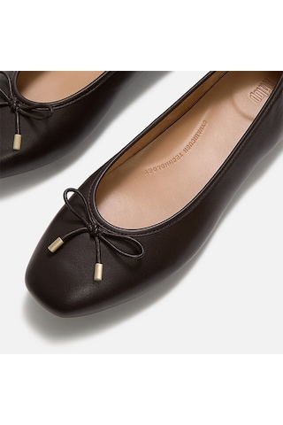 167 Chocolate Brown Babet Kadın Diğer Hx8-001/167 Fitflop Delıcato Bow Soft Leather Ballet Flats Kahverengi