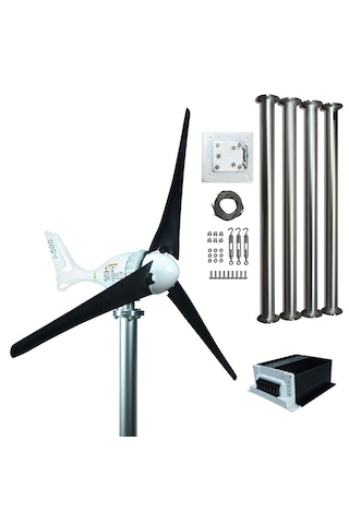 İ-500 12v/24v Rüzgar Türbini +hibrit Şarj Cihazı Ve Direk Seti