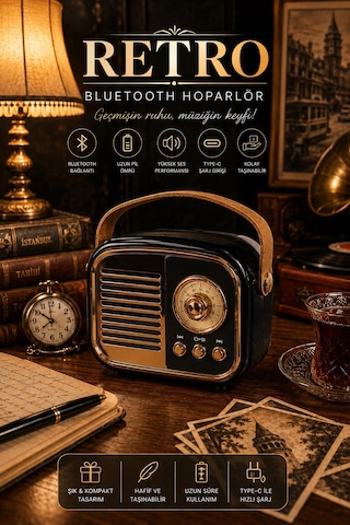 Jasper Jpr-4502 Siyah Klasik Retro Müzik Kutusu Usb-sd Kart- Aux - Bluetooth Destekli