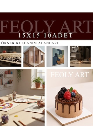 Ayrex 3 Mm 15x15 Mdf Plaka 10 Adet - Hobi, Maket, Ahşap El Sanatları İçin Uygun 10 Lu Paket