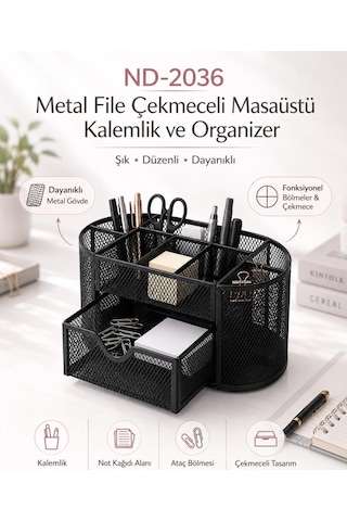 Need Nd-2036 Metal File Çekmeceli Masaüstü Kalemli Siyah