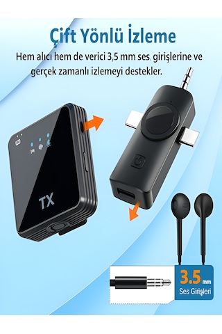 Lightining Type-c 3.5mm Uyumlu Dijital Ekranlı 2.4g Kablosuz Çift Yaka Mikrofonu Pro++