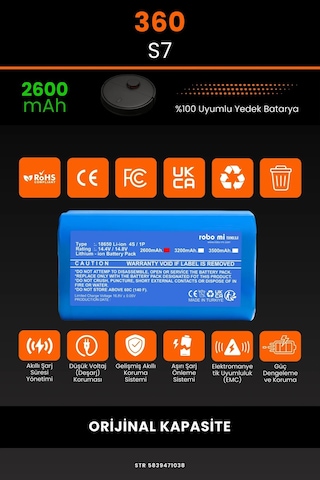 360 S7 2600mAh Robot Süpürge Bataryası