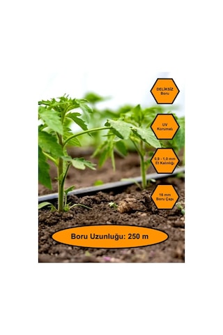 16 Mm Çaplı, Damlama Hortumu, Sulama Borusu Deliksiz 250 Metre