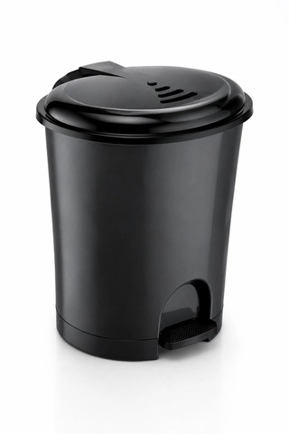 12 Litre Pedallı Çöp Kovası Plastik Kapaklı Banyo Mutfak Ofis Çöp Kutusu Siyah