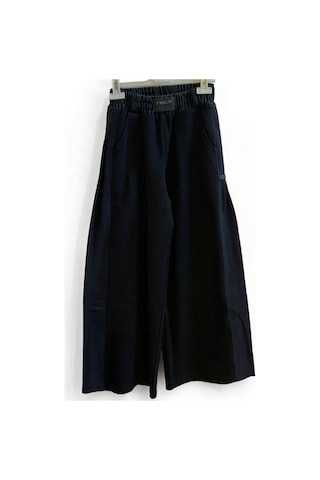Zekids Kız Çocuk Yanları Denim Garnilli 2 İplik Pantolon-15038 Siyah
