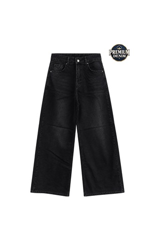 Vadon 1058 Kadın Yüksek Bel Baggy Fit Jean Pantolon Siyah