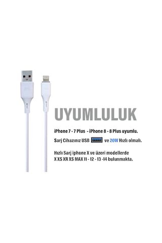 Apple iPhone Uyumlu 7 Plus Şarj Kablosu 3.4a Usb - Ligtning