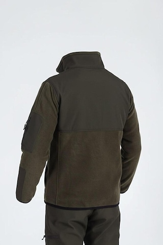 Vatan Tekstil Slim Fit Erkek Tam Fermuarlı Dik Yaka 4 Cepli Polar Softshell Garnili Haki