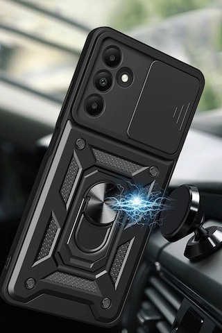 Newface - 829 - Samsung Galaxy Uyumlu M15 Kılıf Pars Lens Yüzüklü Silikon - Csmo-tex - - Siyah Sıyah