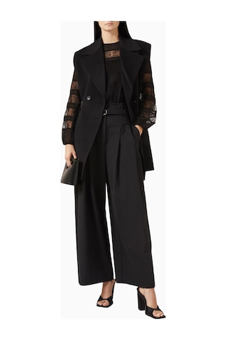 Marella Bondeno Wide - Leg Pantolon, Kemerli, Pileli Ve Modern Rahat Siluet Siyah