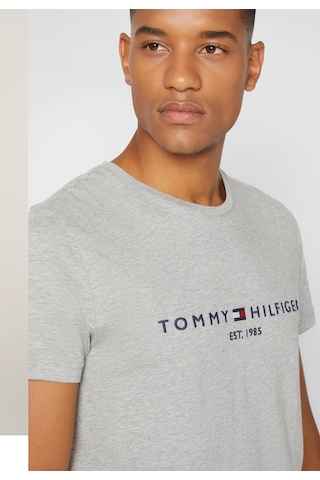 Tommy Hilfiger Sıfır Yaka Erkek T-shirt Gri