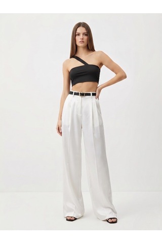 Vaura Çapraz Askılı Minimalist Crop Top Bluz siyah