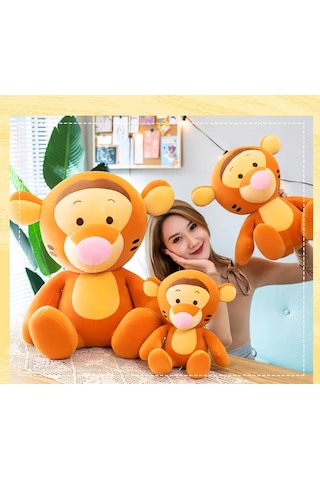 İthal Kumaş Winnie The Pooh Tiger Kaplan Anime Figür Peluş Oyuncak Uyku & Oyun Arkadaşı 50 Cm. Turuncu