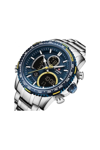 Naviforce Gri Çelik Kordon Dijital/analog Erkek Kol Saati Nf-9182m-bluylw