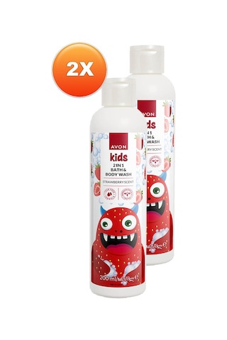 Avon Kids 2'si 1 Arada Çilek Kokulu Banyo ve Duş Jeli 2 x 200 ML
