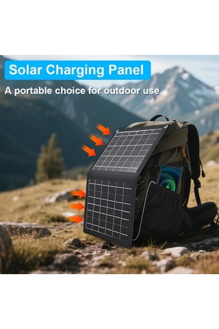 Motion003 Taşınabilir Güneş Paneli Şarj Cihazı 36.8x23.5 Cm Siyah 2si 1 Arada Katlanabilir Usb Type C Portlu Su Geçirmez Kamp Seyahat Acil Durum Şarj