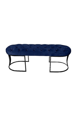Viego Siyah Bench Puf Mavi