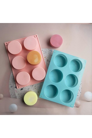 Kek Kalıbı Gıda Sınıfı Kolay Çıkarma Yeniden Kullanılabilir 6 Boşluklu Sütun Dondurma Jöle Puding Sabun Kalıbı Mutfak Aletleriyeşil Çok Renkli